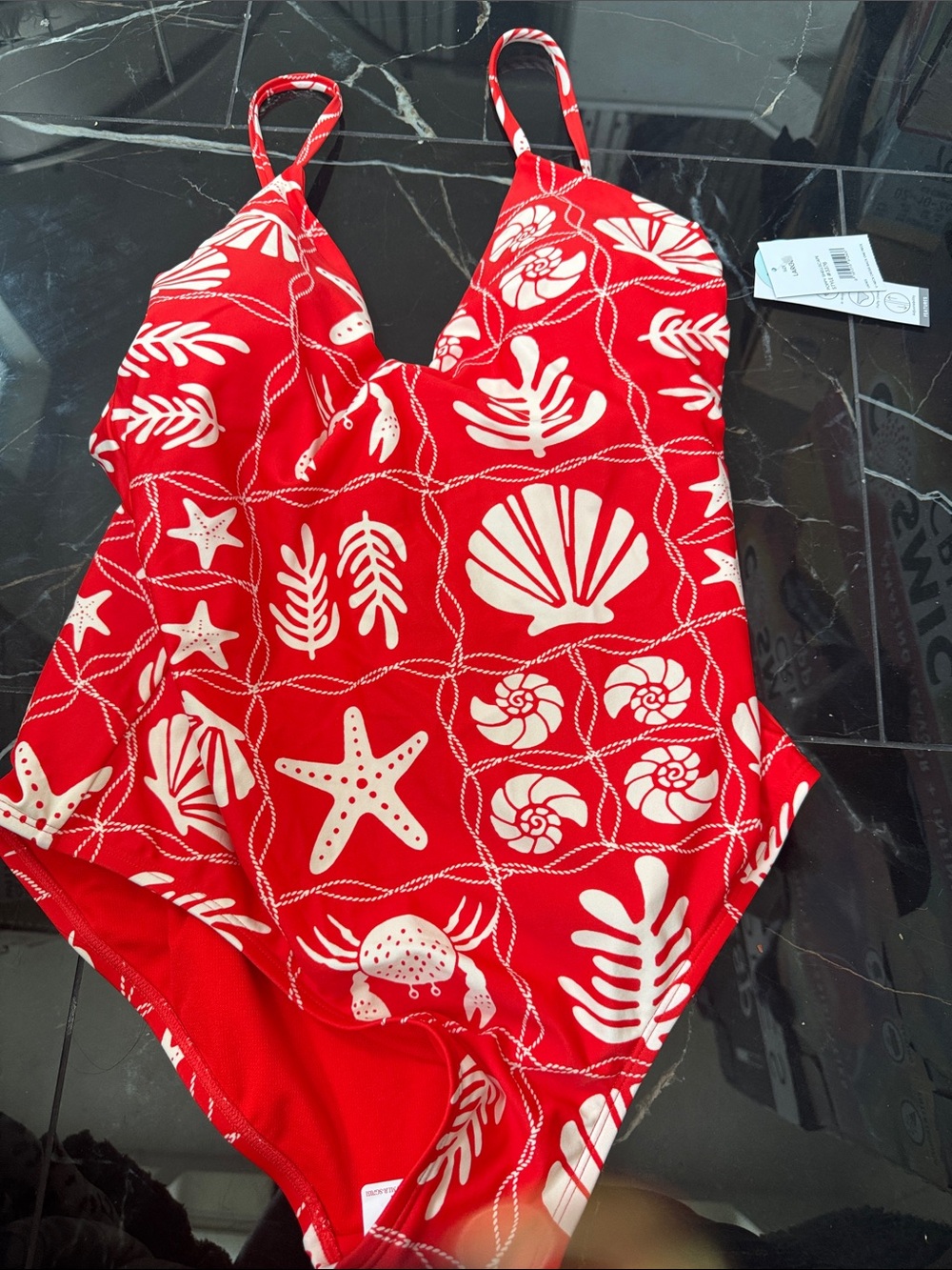 Loft Red Seashell Print One-Piece Swimsuit by loft
